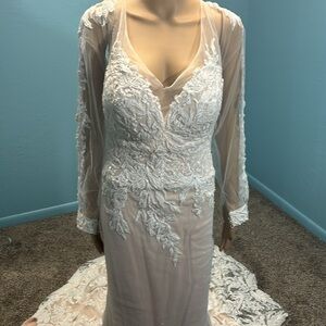 Blush lace wedding dress pink Isabella Talya size 14